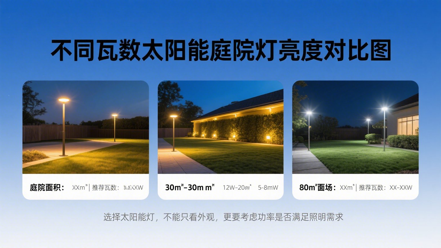 不同瓦数太阳能亮度对比图